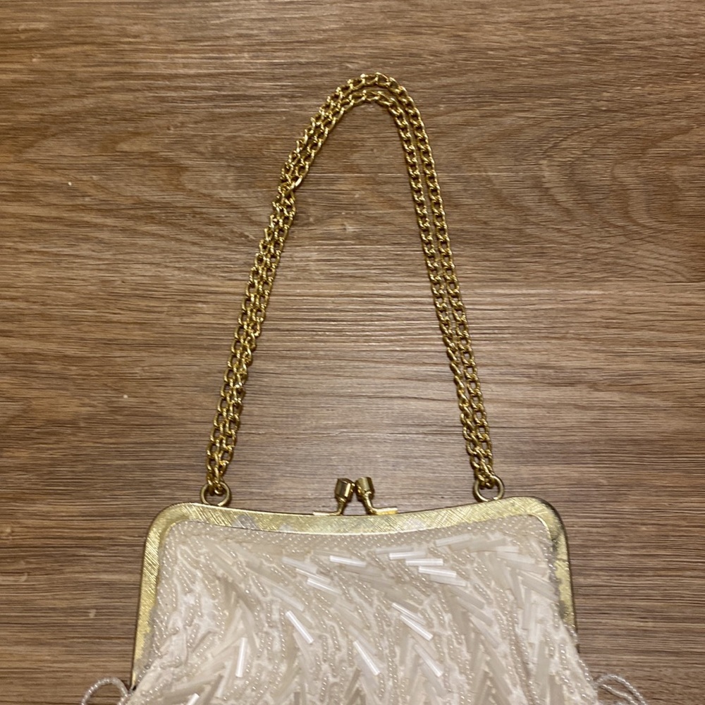 Vintage La Regale Ltd White Beaded Handbag - Picture 4 of 9